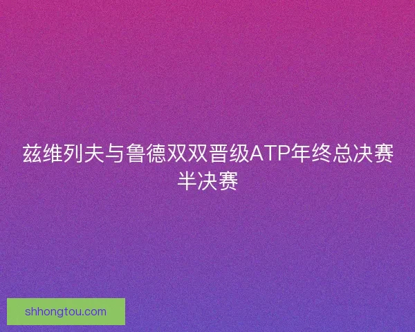兹维列夫与鲁德双双晋级ATP年终总决赛半决赛