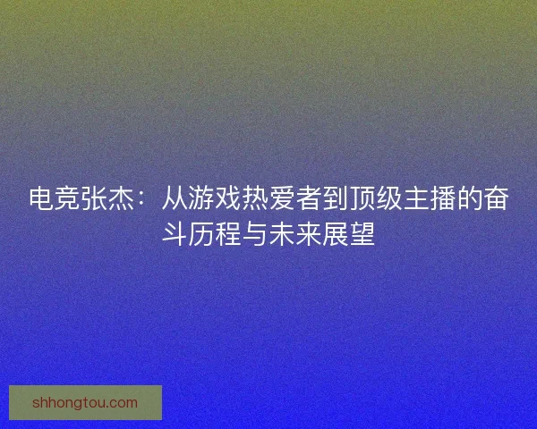 电竞张杰：从游戏热爱者到顶级主播的奋斗历程与未来展望