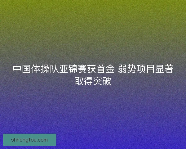 中国体操队亚锦赛获首金 弱势项目显著取得突破